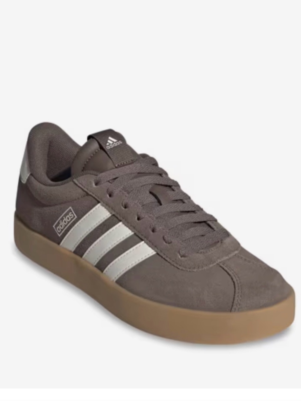 New Adidas Women's VL Court 3.0 Sneakers Brown & White Suede Sz 6.5